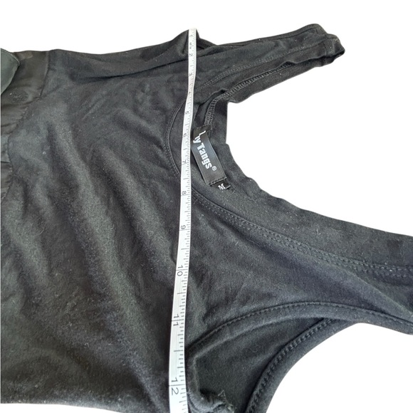 Tammy Tangs Black Polka Dot Mesh Midi Dress Sleeveless Layered Size M Y2K Sheer - Picture 6 of 11